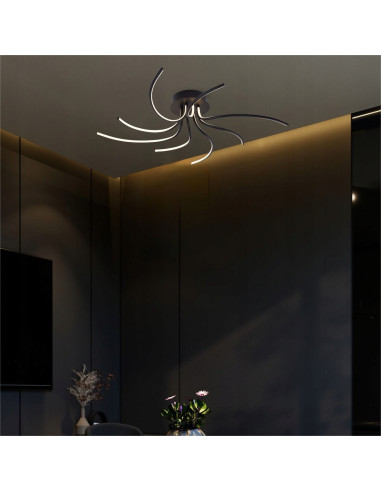 Lampa sufitowa DIOGO LED, nowoczesny plafon w kształcie spirali, czarna, idealna do salonu i sypialni, 36W