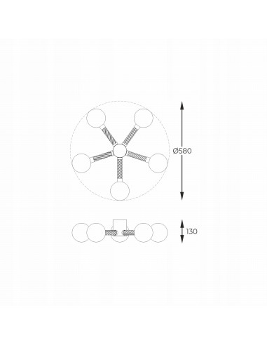 Plafon sufitowy MIDA G9, pięcioramienny w złotym wykończeniu, nowoczesny i elegancki design do wnętrz od Zuma Line