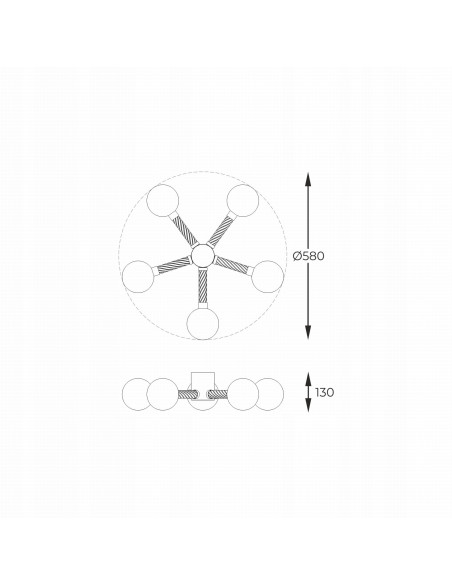 Plafon sufitowy MIDA G9, pięcioramienny w złotym wykończeniu, nowoczesny i elegancki design do wnętrz od Zuma Line