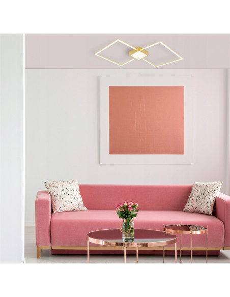 Lampa sufitowa LED HEX w złotym wykończeniu – nowoczesny plafon do eleganckiego wnętrza sypialni i biura