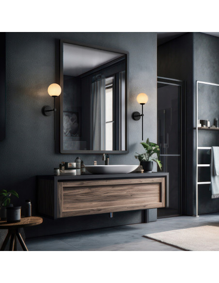 Kinkiet Piruleta Czarny z Białym Kloszem IP44 – Nowoczesne i Eleganckie Oświetlenie do Wnętrz