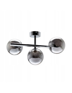 Plafon sufitowy LUNA z dymnymi kloszami, elegancki design, chromowane wykończenie, 3 źródła światła G9