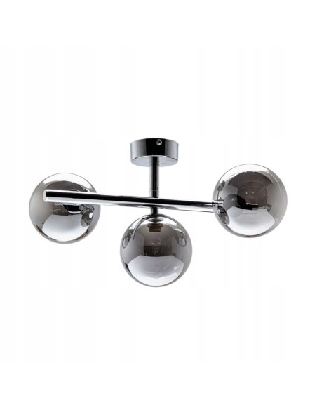 Plafon sufitowy LUNA z dymnymi kloszami, elegancki design, chromowane wykończenie, 3 źródła światła G9