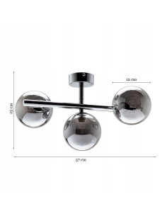 Plafon sufitowy LUNA z dymnymi kloszami, elegancki design, chromowane wykończenie, 3 źródła światła G9 2
