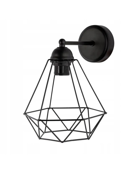 Lampa wisząca DIAMENT, elegancki klosz w kształcie diamentu, czarna, nowoczesny design do salonu i biura, E27.