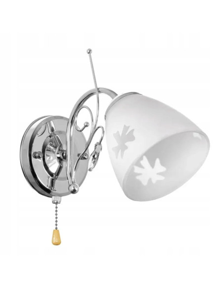 Kinkiet VEN z chromowanym ramieniem i wyżłobionymi kwiatami – elegancka lampa do nowoczesnych wnętrz