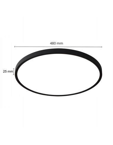 Lampa sufitowa LED California 48 cm z czarnym rantem – nowoczesne oświetlenie do korytarzy i wnętrz minimalistycznych