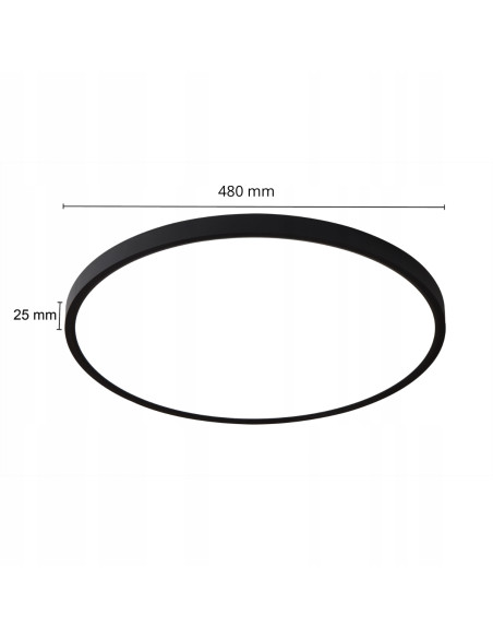 Lampa sufitowa LED California 48 cm z czarnym rantem – nowoczesne oświetlenie do korytarzy i wnętrz minimalistycznych