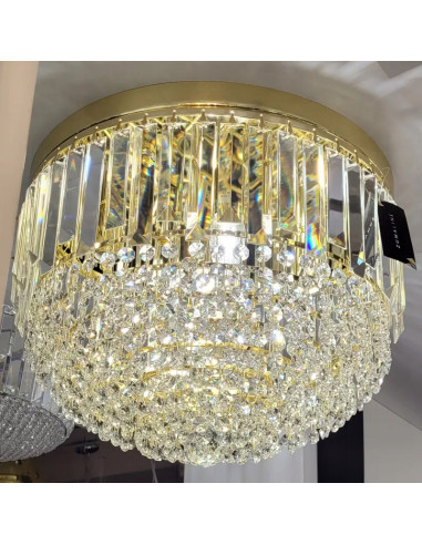 Lampa sufitowa Charlotte Glamour, złoty plafon 7-punktowy, nowoczesny design do eleganckich wnętrz, E14 40W.