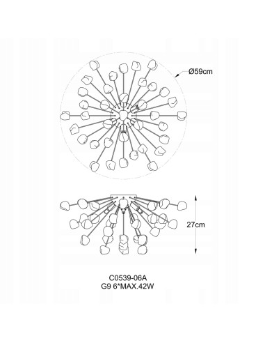 Elegancka lampa sufitowa STAR G9 z szklanymi akcentami - nowoczesny plafon do stylowych wnętrz