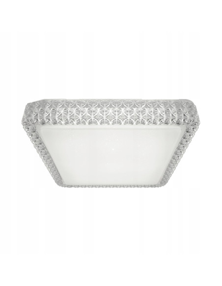 Plafon LED MOA - Elegancka lampa sufitowa w kształcie płatków śniegu, chromowa rama, nowoczesne oświetlenie wnętrz.