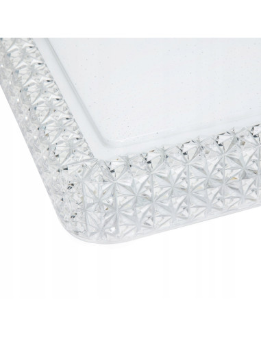 Plafon LED MOA - Elegancka lampa sufitowa w kształcie płatków śniegu, chromowa rama, nowoczesne oświetlenie wnętrz.