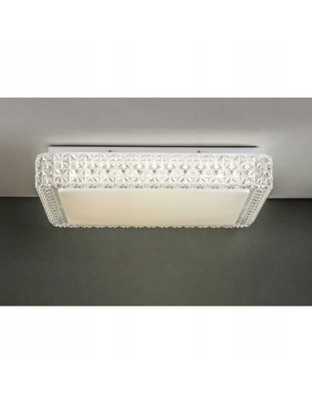 Plafon LED MOA - Elegancka lampa sufitowa w kształcie płatków śniegu, chromowa rama, nowoczesne oświetlenie wnętrz.