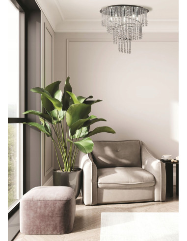 Lampa sufitowa TERRE w stylu glamour z kryształkami - elegancka plafoniera do salonu, sypialni i jadalni
