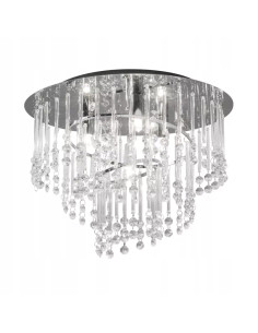 Elegancka lampa sufitowa TERRE z kryształowym efektem, okrągły plafon 4xG9 w stylu glamour, srebrno-szara. 2