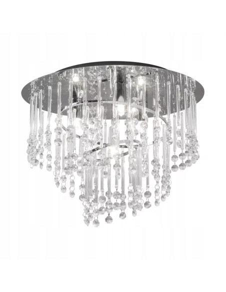 Elegancka lampa sufitowa TERRE z kryształowym efektem, okrągły plafon 4xG9 w stylu glamour, srebrno-szara.