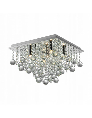 Elegancka lampa sufitowa RANGEL z kryształami - nowoczesny plafon w kolorze chromu do stylowych wnętrz