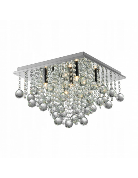 Elegancka lampa sufitowa RANGEL z kryształami - nowoczesny plafon w kolorze chromu do stylowych wnętrz