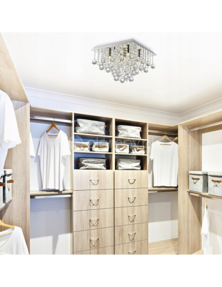 Elegancka lampa sufitowa RANGEL z kryształami - nowoczesny plafon w kolorze chromu do stylowych wnętrz