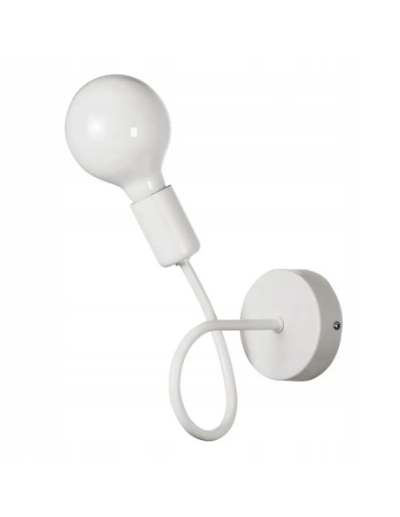 Kinkiet VEN w stylu industrialnym z wygiętym ramieniem, biały, nowoczesny, metalowa lampa ścienna.