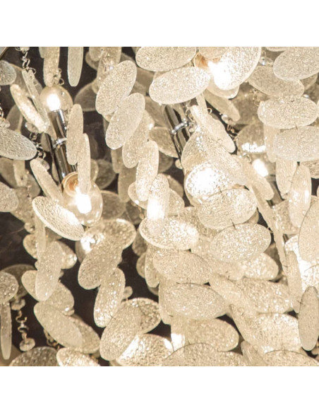 Lampa sufitowa PARDO – elegancki plafon z ozdobnymi talarkami, 6 punktów świetlnych, chrom i szkło przezroczyste, Zuma Line