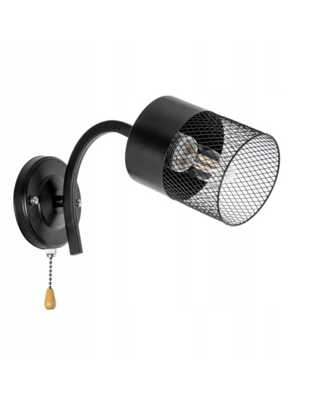 Nowoczesny kinkiet VEN 60W z siateczkowym kloszem - czarny metalowy do biura i eleganckich wnętrz