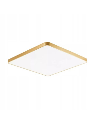 Lampa sufitowa LED SIERRA w złotej ramie, kwadratowa, 80x80 cm - eleganckie oświetlenie do sypialni i biura