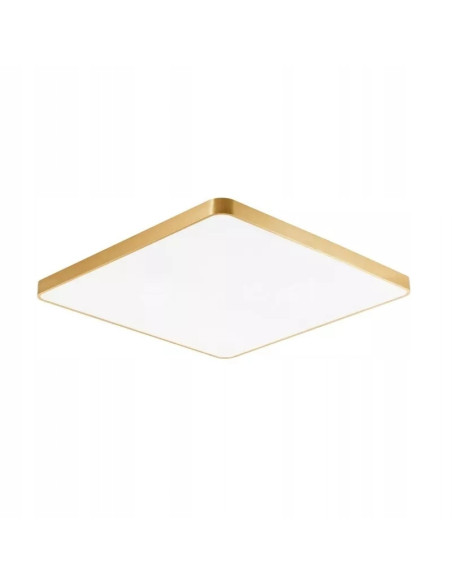 Lampa sufitowa LED SIERRA w złotej ramie, kwadratowa, 80x80 cm - eleganckie oświetlenie do sypialni i biura