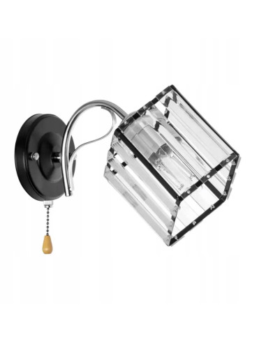 Lampa ścienna VEN E27 w sześciennej formie ze szkła i metalu – nowoczesny akcent do jadalni i salonu