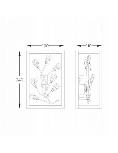 Stylowy kinkiet SPRING z motywem roślinnym, czarno-złoty, metalowo-kryształowy od Zuma Line do eleganckich wnętrz