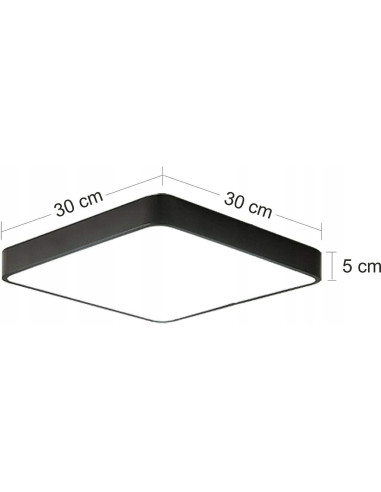 Nowoczesny plafon LED HOLLYWOOD 30x30 cm, czarny, 24W, neutralna biel 4000K - eleganckie oświetlenie do wnętrz.