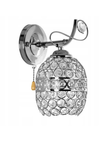 Kinkiet Venti K-N 2970/1 z metalową srebrną kulą i kryształowymi detalami, 60W - elegancja do nowoczesnych wnętrz