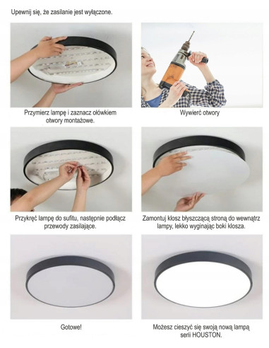 Nowoczesny plafon LED HOLLYWOOD 30x30 cm, czarny, 24W, neutralna biel 4000K - eleganckie oświetlenie do wnętrz.