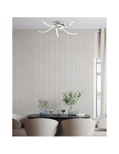 Lampa sufitowa FOCUS LED w kształcie meduzy, chrom/biała, 35W, elegancki plafon do nowoczesnych wnętrz marki Zuma Line