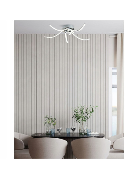 Lampa sufitowa FOCUS LED w kształcie meduzy, chrom/biała, 35W, elegancki plafon do nowoczesnych wnętrz marki Zuma Line