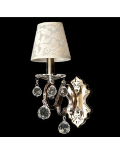 Kinkiet Venti VEN z eleganckim abażurem, metalowy, beżowy - stylowa lampa ścienna do wnętrz glamour