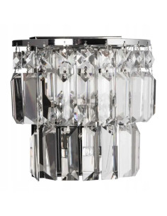 Kinkiet dwupoziomowy K-E 1174/2W CR z prostokątnymi kryształami, nowoczesny design, srebrny, dla eleganckiego wnętrza