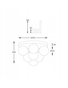 Nowoczesny plafon sufitowy ALI G9 w kształcie balonów - eleganckie oświetlenie w czerni, złocie i bieli. 2