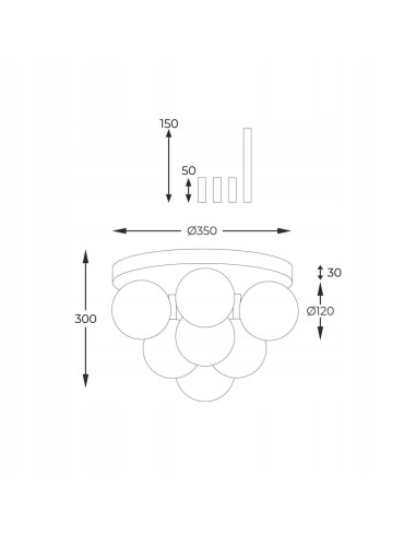 Nowoczesny plafon sufitowy ALI G9 w kształcie balonów - eleganckie oświetlenie w czerni, złocie i bieli.