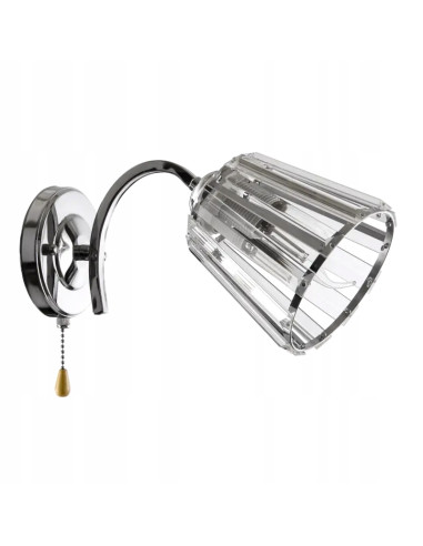 Kinkiet Venti VEN z klasycznym szklanym kloszem, chromowana konstrukcja, 1x60W, elegancki design do każdego wnętrza.