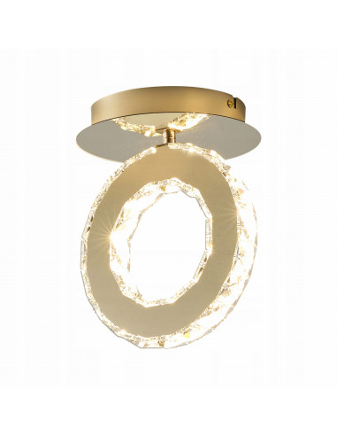 Lampa sufitowa LED GIRONA z kryształami, złota 10W, elegancki styl glamour, ciepłe światło 3000K, nowoczesna dekoracja wnętrz