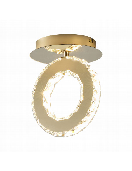 Lampa sufitowa LED GIRONA z kryształami, złota 10W, elegancki styl glamour, ciepłe światło 3000K, nowoczesna dekoracja wnętrz