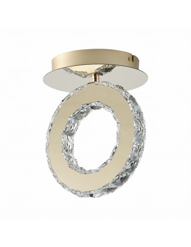 Lampa sufitowa LED GIRONA z kryształami, złota 10W, elegancki styl glamour, ciepłe światło 3000K, nowoczesna dekoracja wnętrz