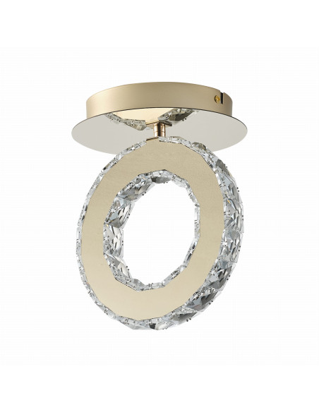 Lampa sufitowa LED GIRONA z kryształami, złota 10W, elegancki styl glamour, ciepłe światło 3000K, nowoczesna dekoracja wnętrz