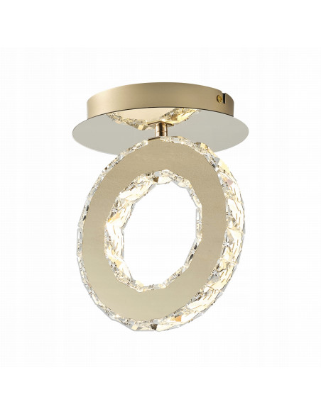 Lampa sufitowa LED GIRONA z kryształami, złota 10W, elegancki styl glamour, ciepłe światło 3000K, nowoczesna dekoracja wnętrz