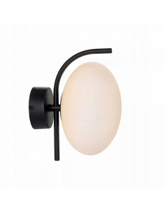 Kinkiet OMI - Nowoczesna lampa ścienna z kulistym kloszem, minimalistyczny design, czarny metal, 8W