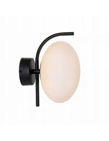 Kinkiet OMI - Nowoczesna lampa ścienna z kulistym kloszem, minimalistyczny design, czarny metal, 8W