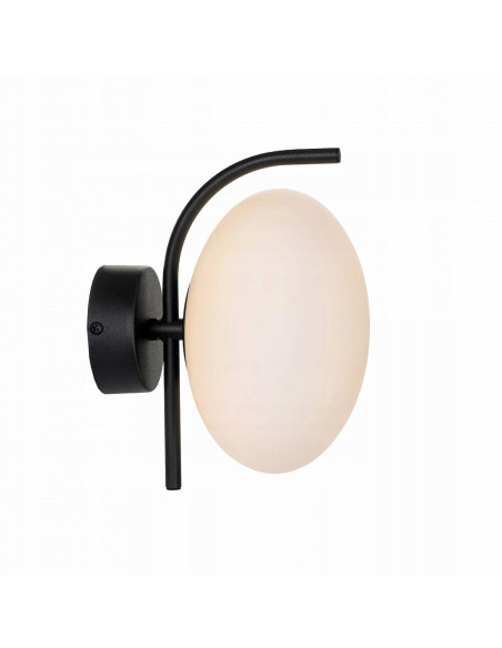 Kinkiet OMI - Nowoczesna lampa ścienna z kulistym kloszem, minimalistyczny design, czarny metal, 8W