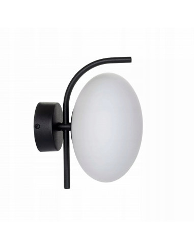 Kinkiet OMI - Nowoczesna lampa ścienna z kulistym kloszem, minimalistyczny design, czarny metal, 8W