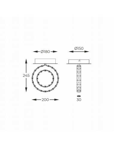 Lampa sufitowa LED GIRONA z kryształami, złota 10W, elegancki styl glamour, ciepłe światło 3000K, nowoczesna dekoracja wnętrz